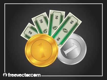 Bills and Coins Free Vector