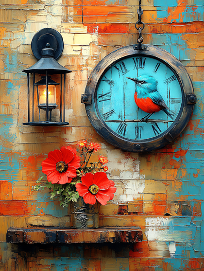 Bird Clock Still Life