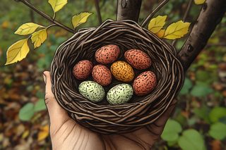 Bird Nest with Speckled Eggs