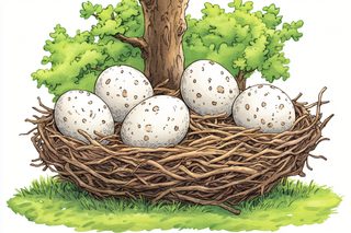Bird Nest With Speckled Eggs