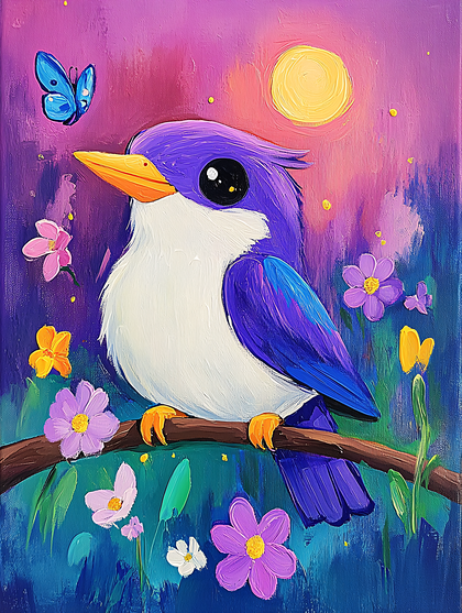 Bird On Branch Painting
