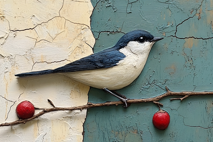 Bird On Branch With Berries