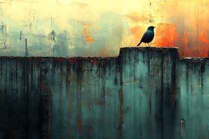 Bird On Weathered Wall