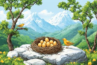 Serene Mountain Scene: