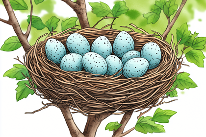 Free Download Bird Nest with Blue Eggs Illustration