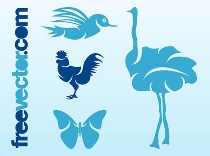 Birds and Butterfly Free Vector