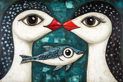 Birds Kissing Fish