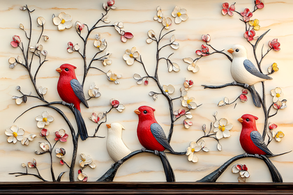 Birds on Blossoming Branches