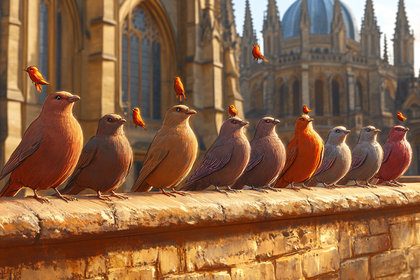 Birds On Brick Wall Cathedral