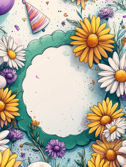Birthday Celebration Floral Frame