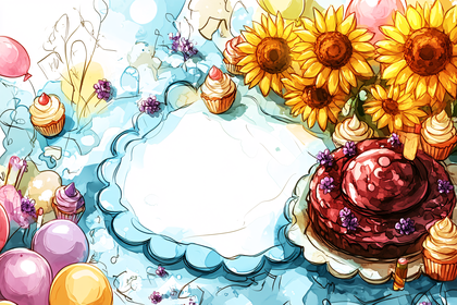 Birthday Celebration Watercolor Illustration