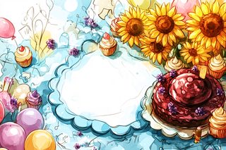 Birthday Celebration Watercolor Illustration
