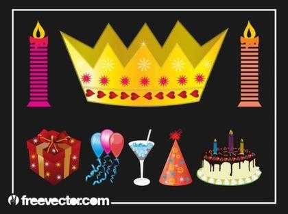 Birthday Party Set Free Vector