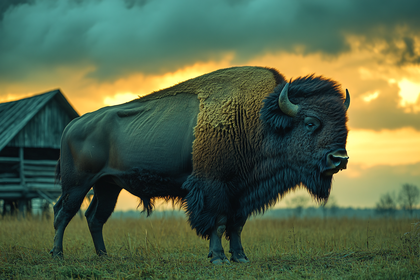 Bison In Golden Hour