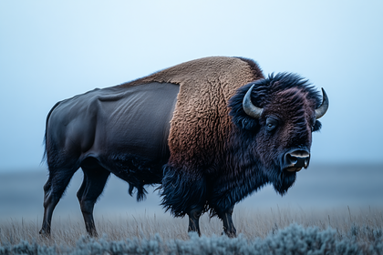 Bison Standing In Field