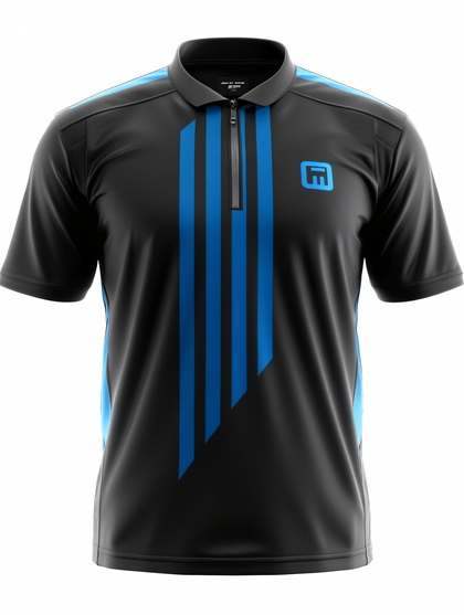 Black and Blue Striped Polo Shirt