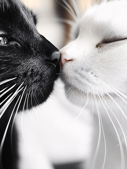 Black And White Cats Nose To Nose