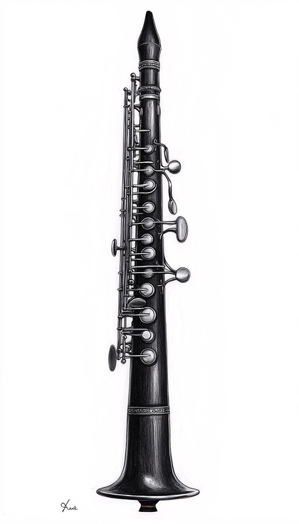Black and White Clarinet Instrument