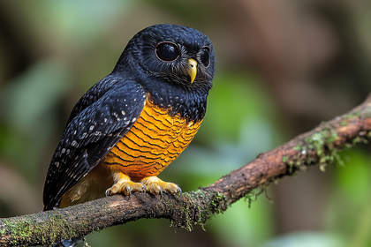 Black Banded Owl Perched on Branch