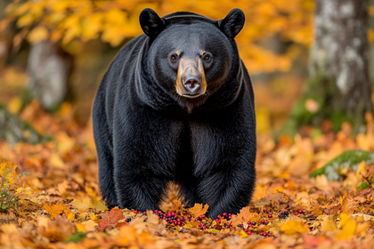 Black Bear in Autumn Woods