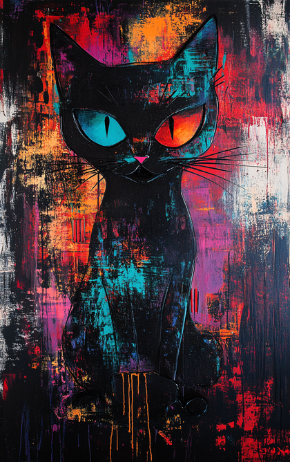 Black Cat Abstract Art