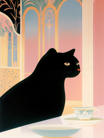 Black Cat At Table