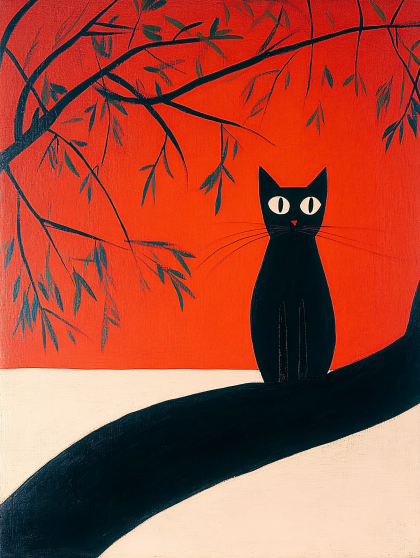 Black Cat on Branch
