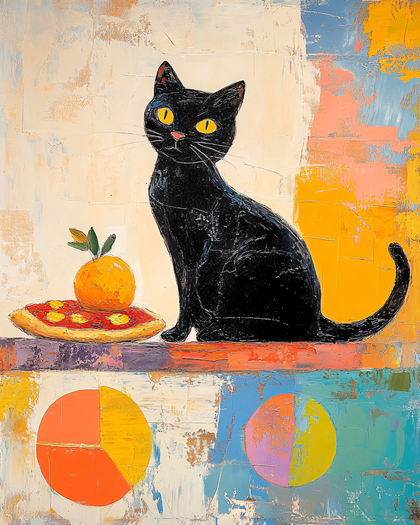 Black Cat With Orange Still Life