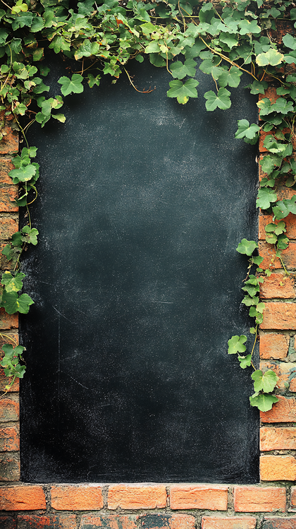 Black Chalkboard Framed By Vines