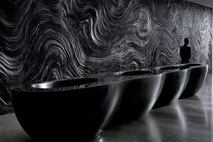 Black Counter with Swirling Wall