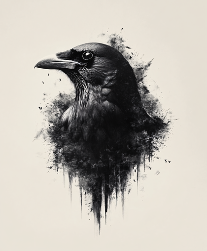 Black Crow With Ink Splash