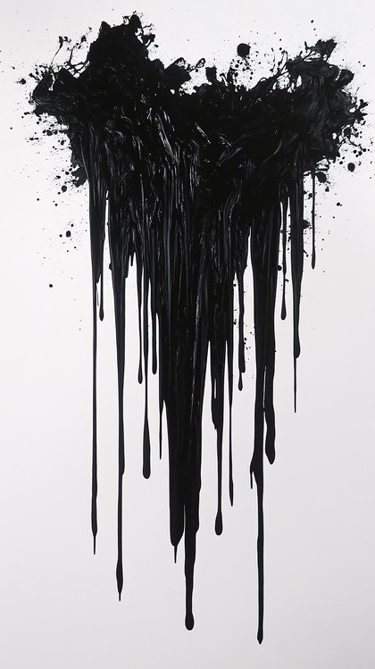 Black Drips on White Canvas