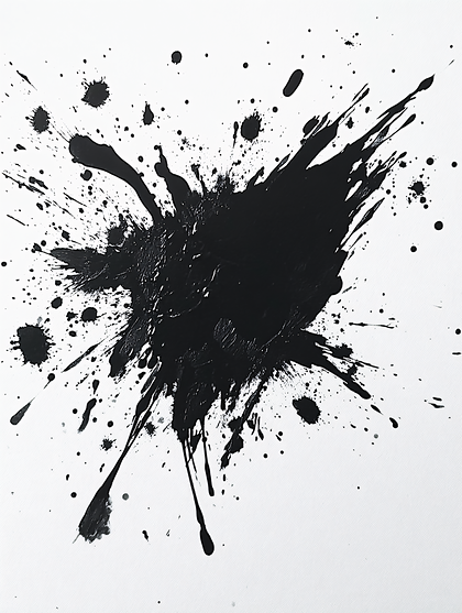Abstract Black Ink Splatter Frame on White Background