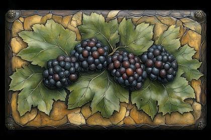 Blackberries On Wooden Panel