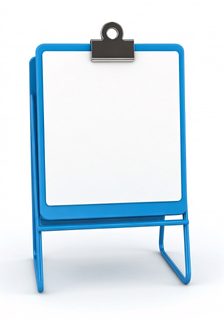 standing blue clipboard