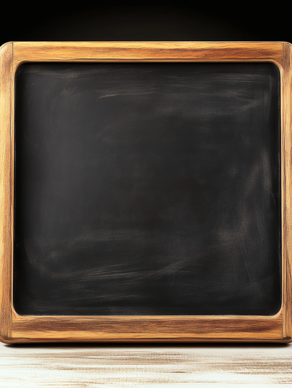 Blank Chalkboard on Wooden Table