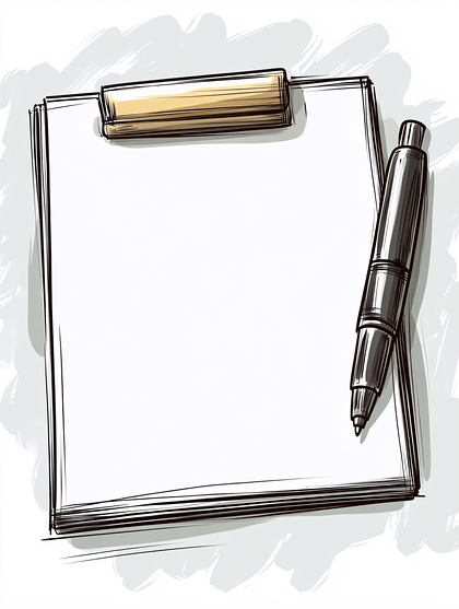 Blank Clipboard With Pen