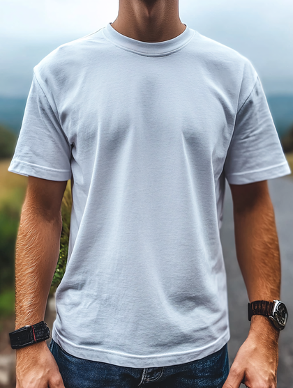 Blank White Crew Neck T-Shirt Mockup