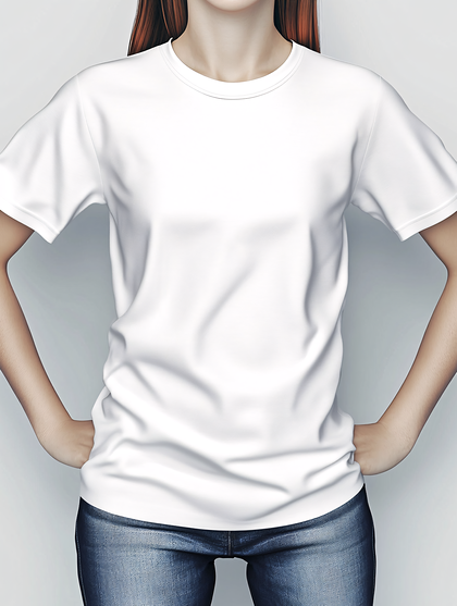 Blank White T-Shirt Mockup On Woman