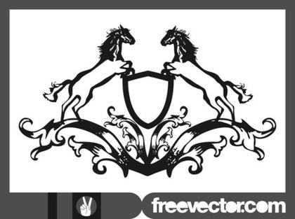 Blazon With Horses Free Vector