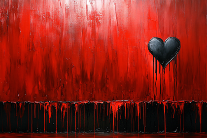 Bleeding Heart On Textured Red Canvas