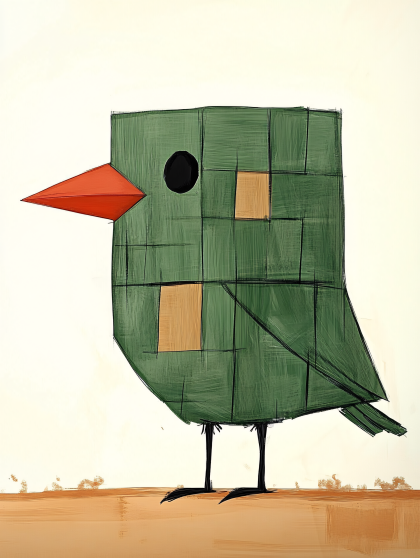Blocky Green Bird