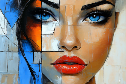 Blocky Style Woman Portrait
