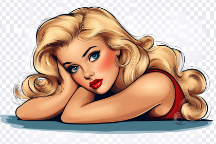 Blonde Woman Pin Up Illustration