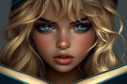 Blonde Woman Reading Book