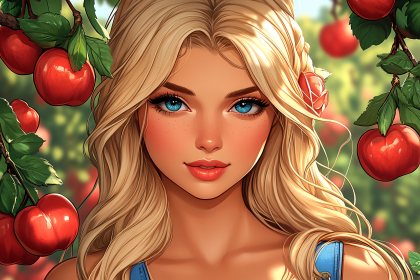 Free Download Beautiful Blonde Woman Portrait in Apple Orchard