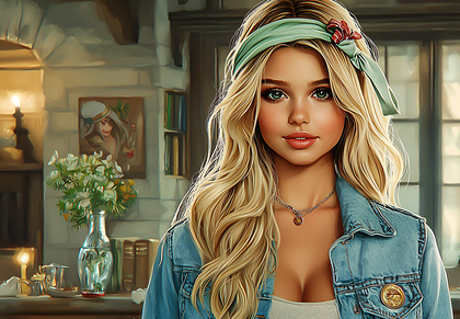 Blonde Woman With Green Headband