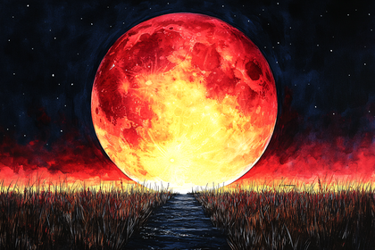 Blood Moon Over Field