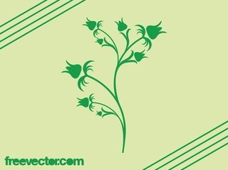Blooming Green Flower Silhouette Free Vector