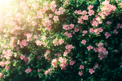 Blooming Pink Flowers Bush